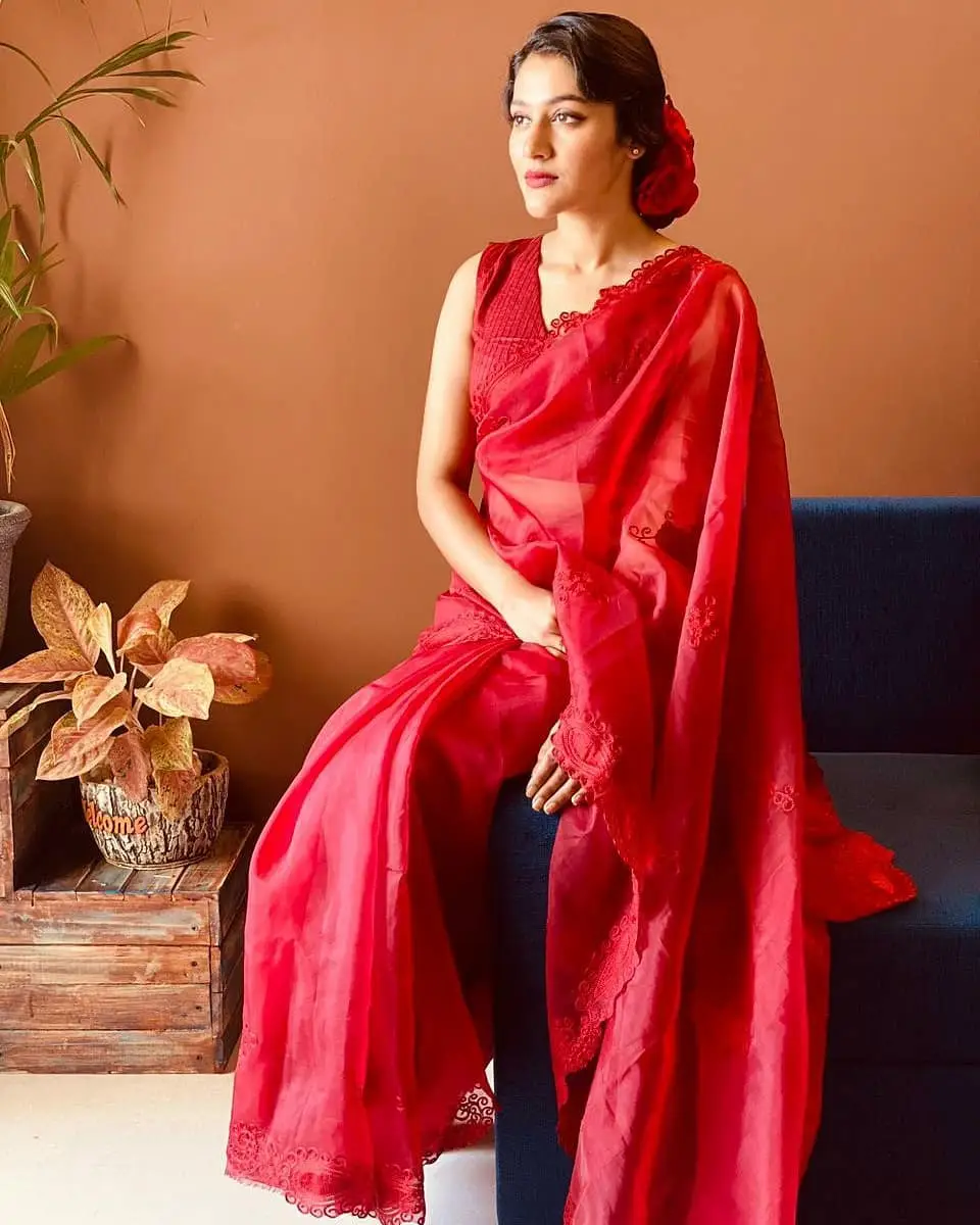 Indian Actress Anarkali Nazar Photoshoot in Traditional Red Saree